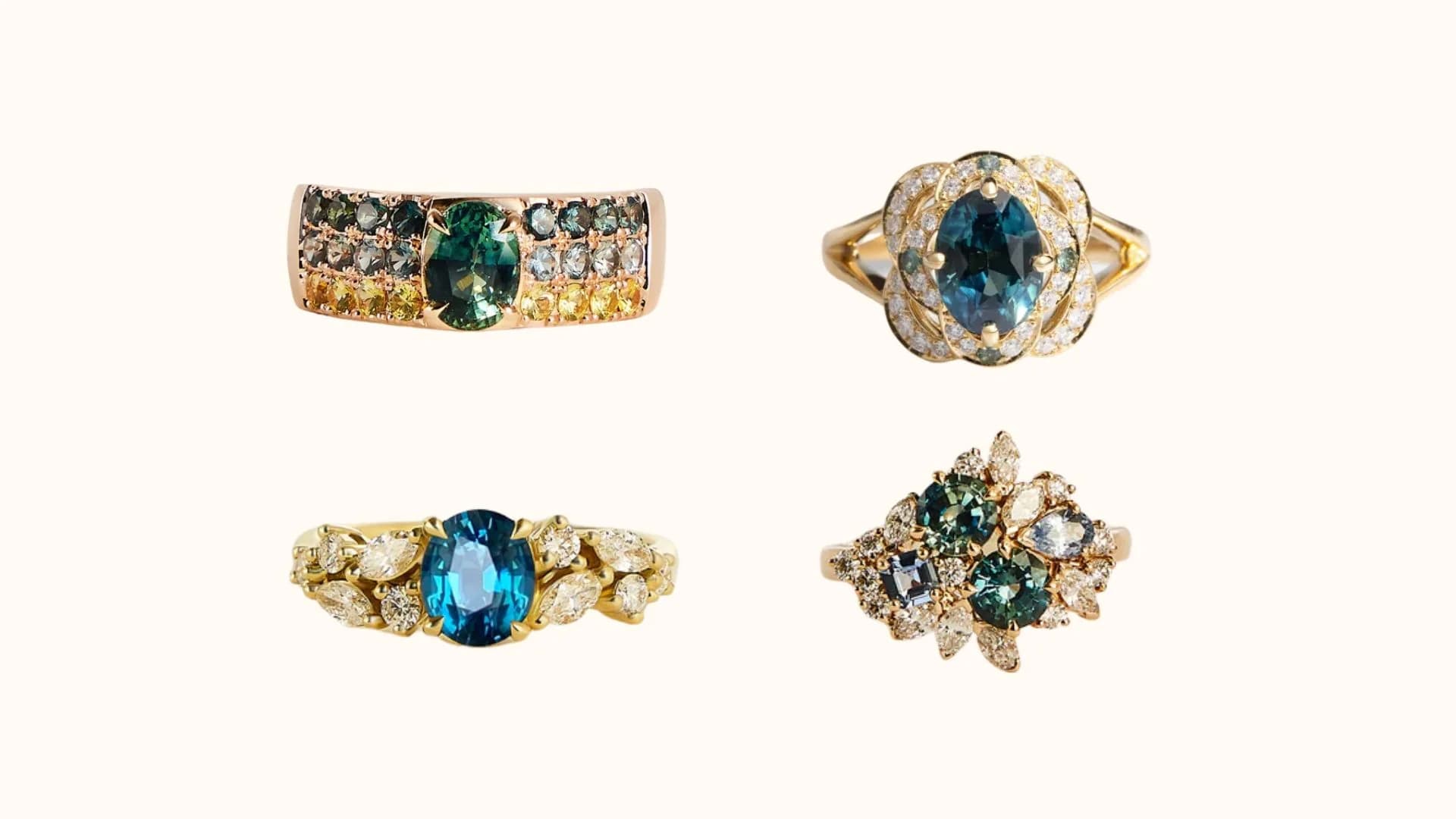 Styles of teal sapphire engagement rings