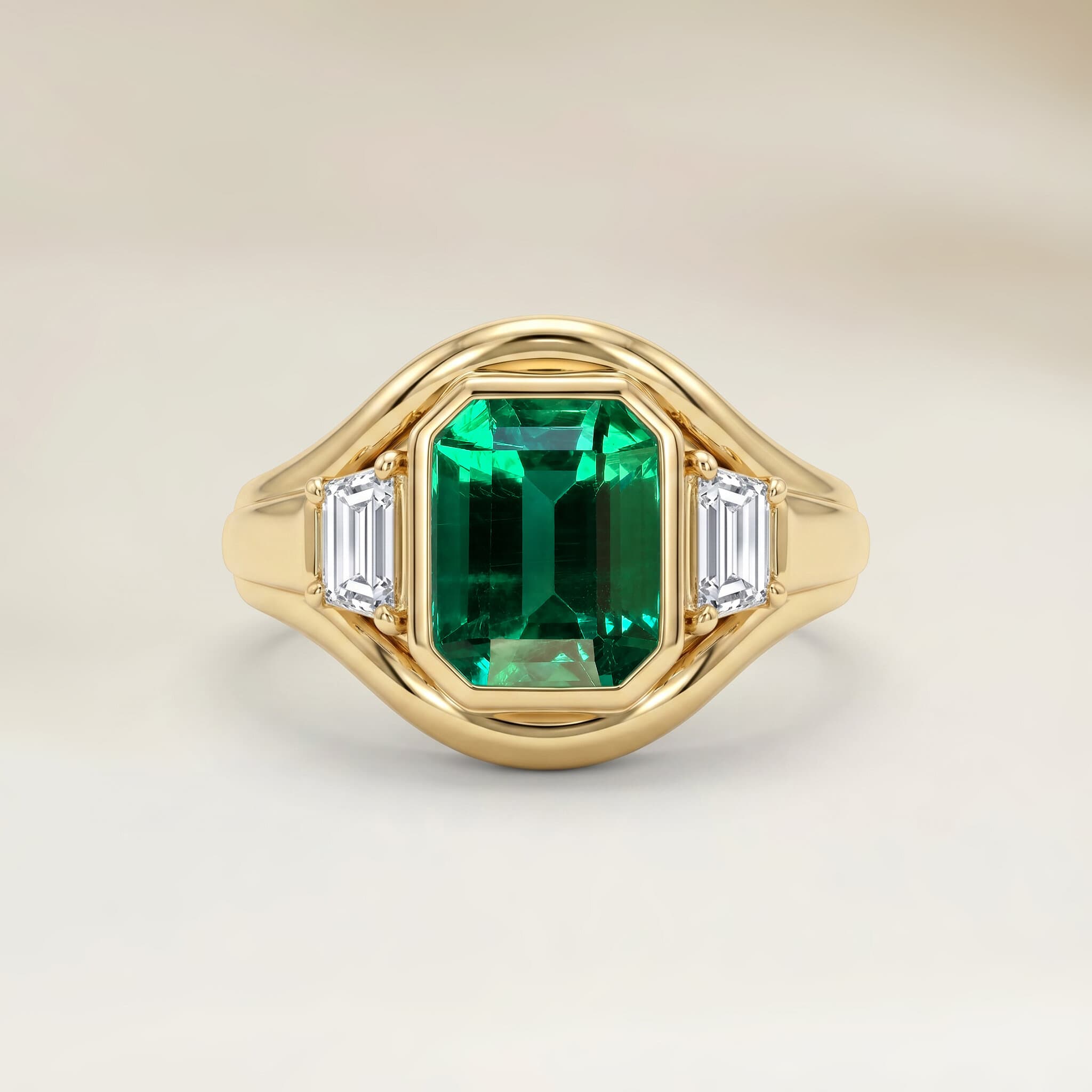 Bague Moderne Emeraude de Zambie Rectangle de 1,71ct