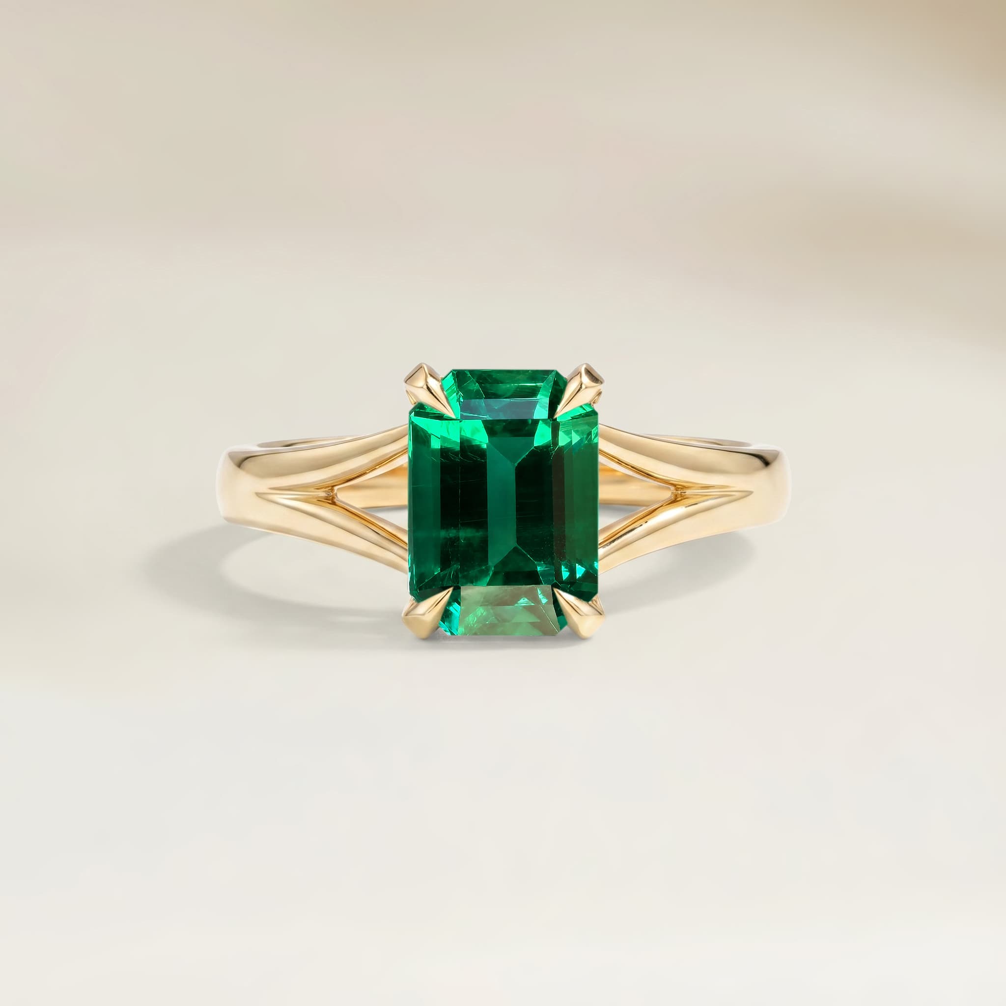 Bague Solitaire Emeraude de Zambie Rectangle de 1,71ct