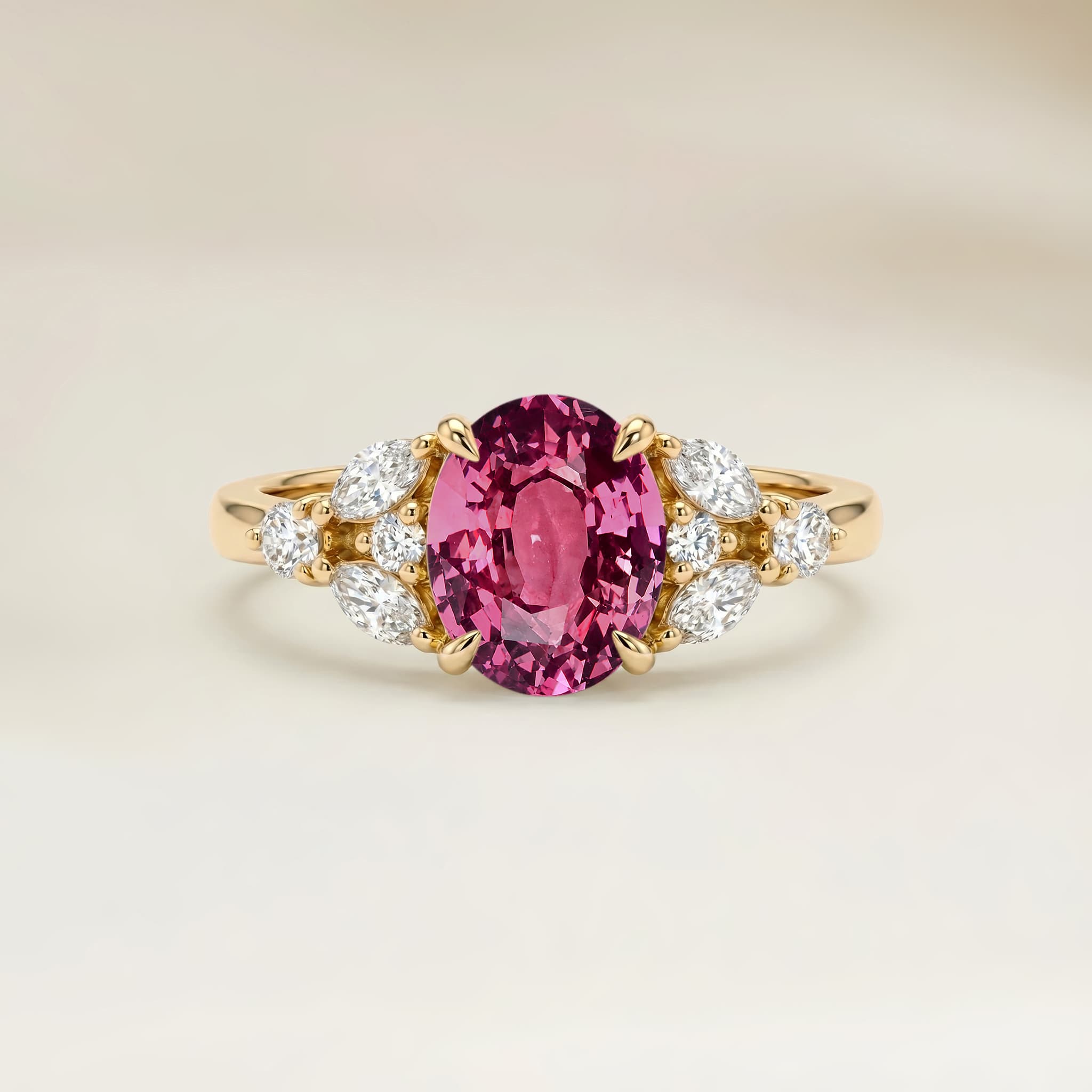 Bague Floral Saphir Padparadscha Ovale de 1,01ct
