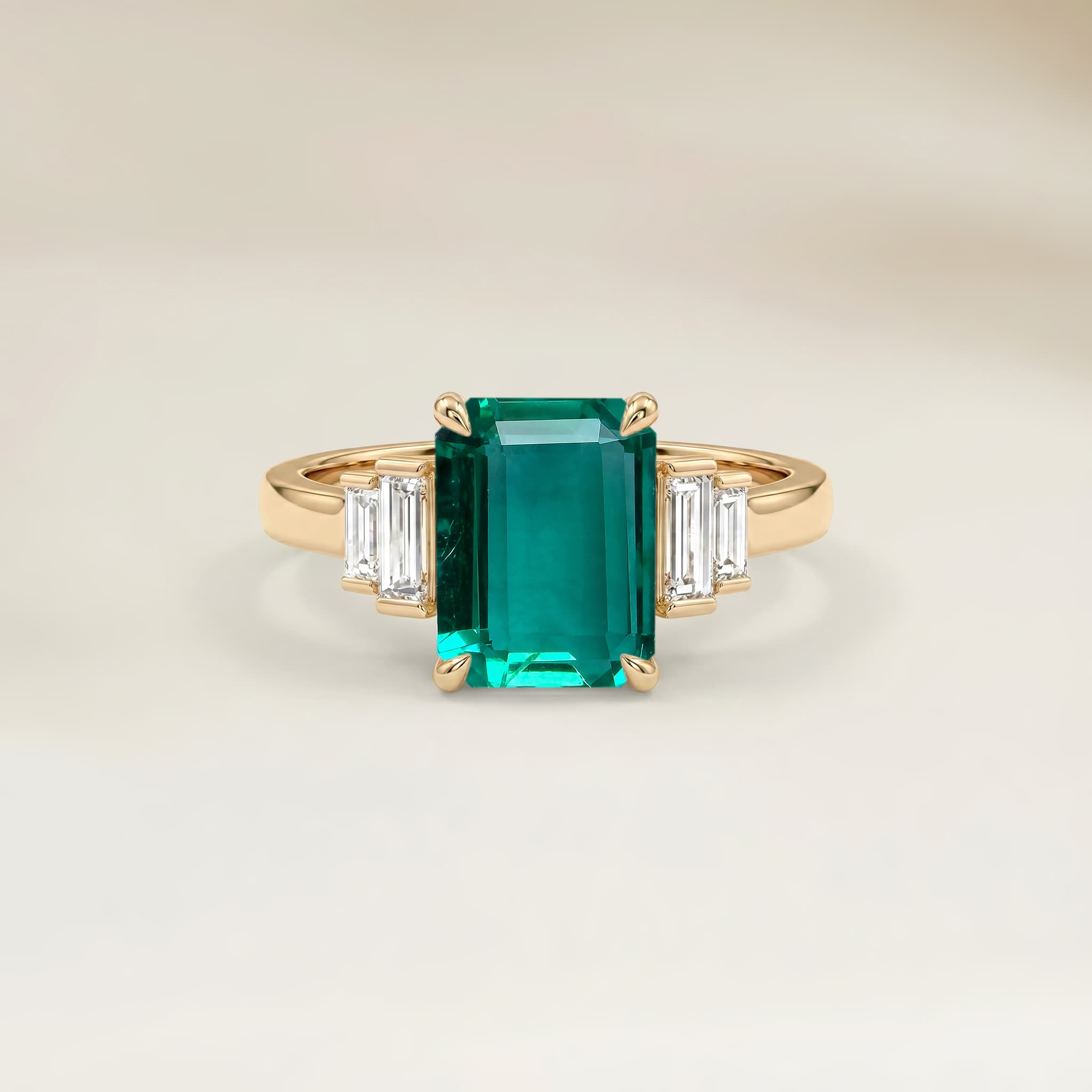 Bague Art Deco Emeraude de Zambie Rectangle de 1,34ct
