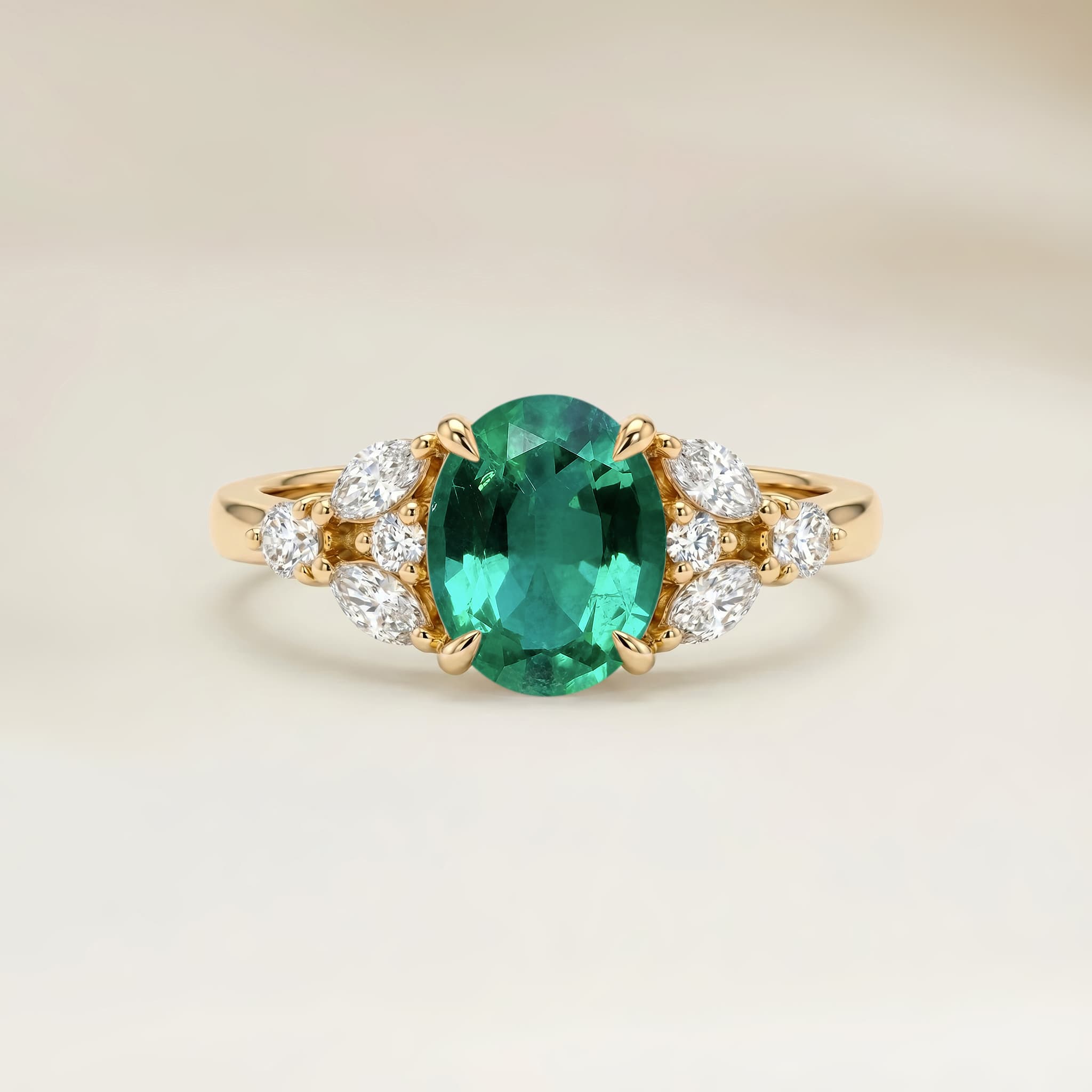 Bague Floral Emeraude de Zambie Ovale de 1,05ct