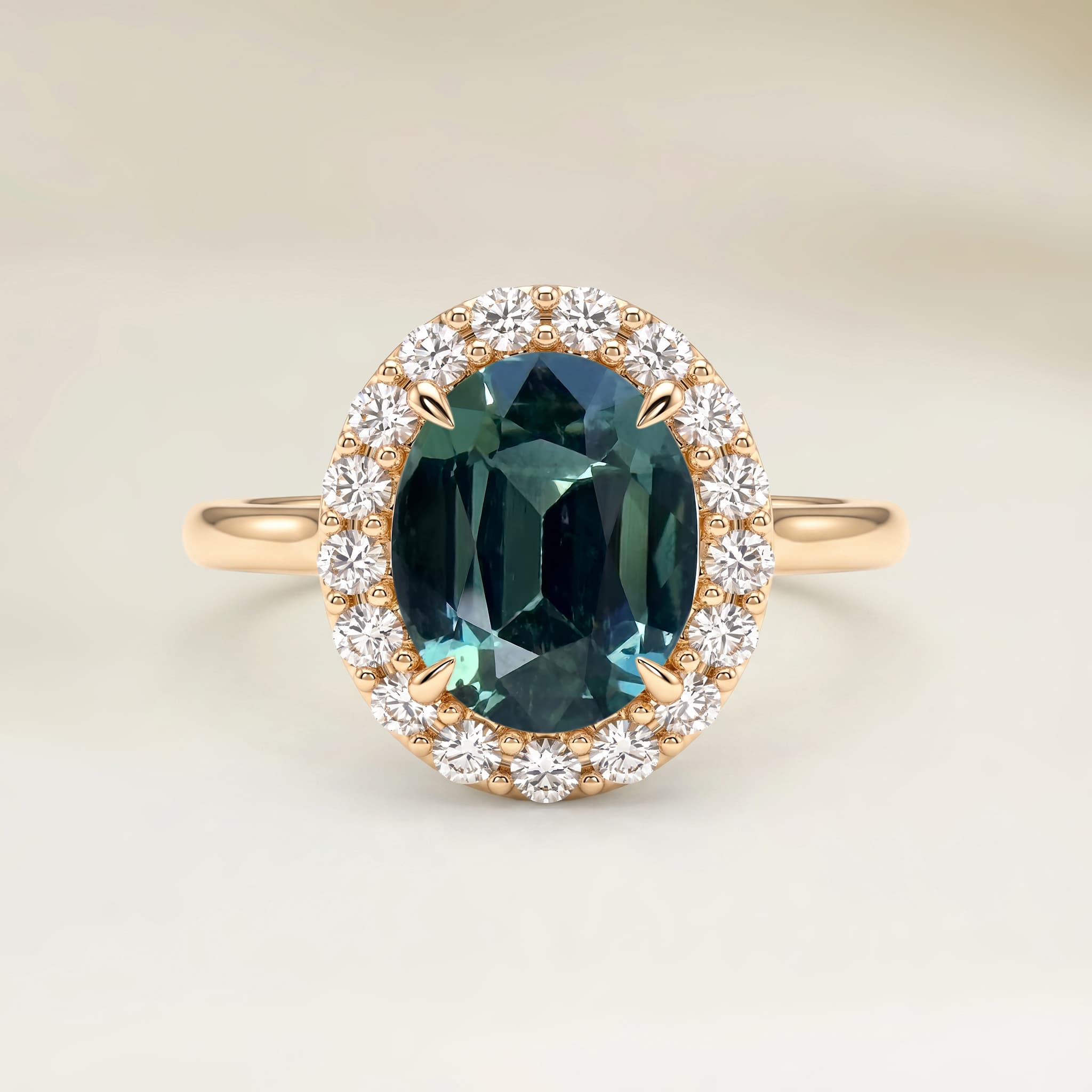 Bague Vintage Saphir Teal Ovale de 1,06ct