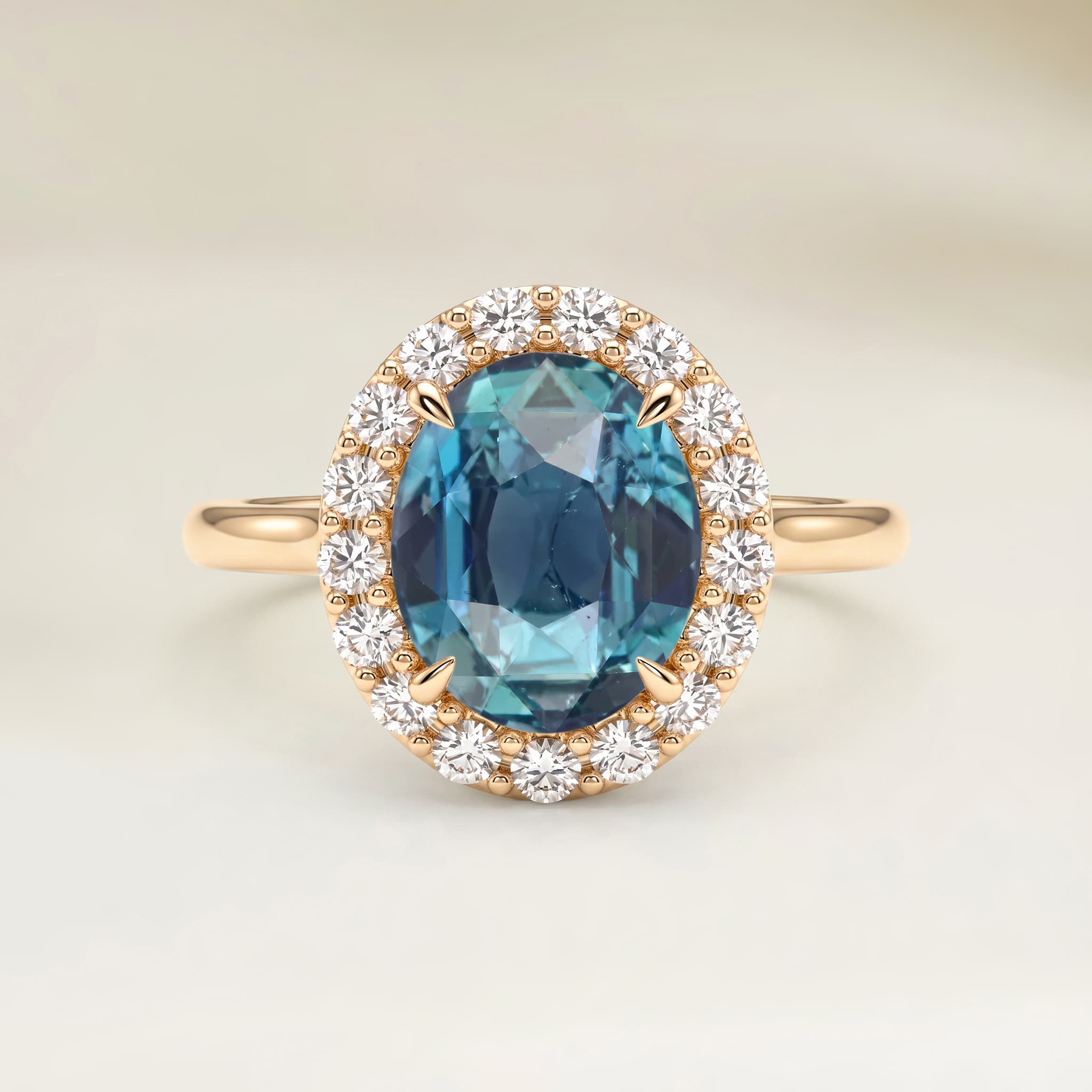 Bague Vintage Saphir Teal Ovale de 2,01ct
