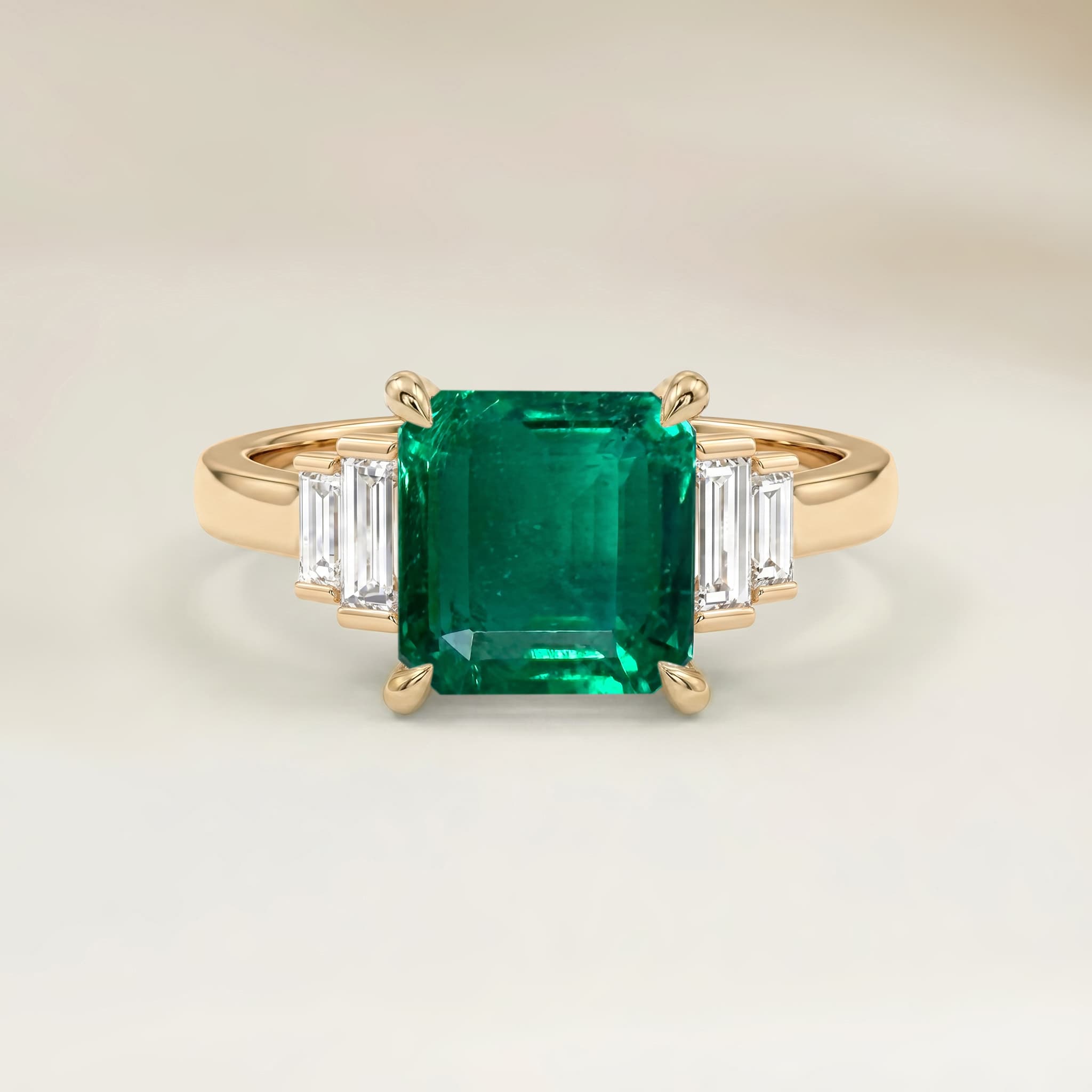 Bague Art Deco Emeraude de Zambie Rectangle de 2,10ct