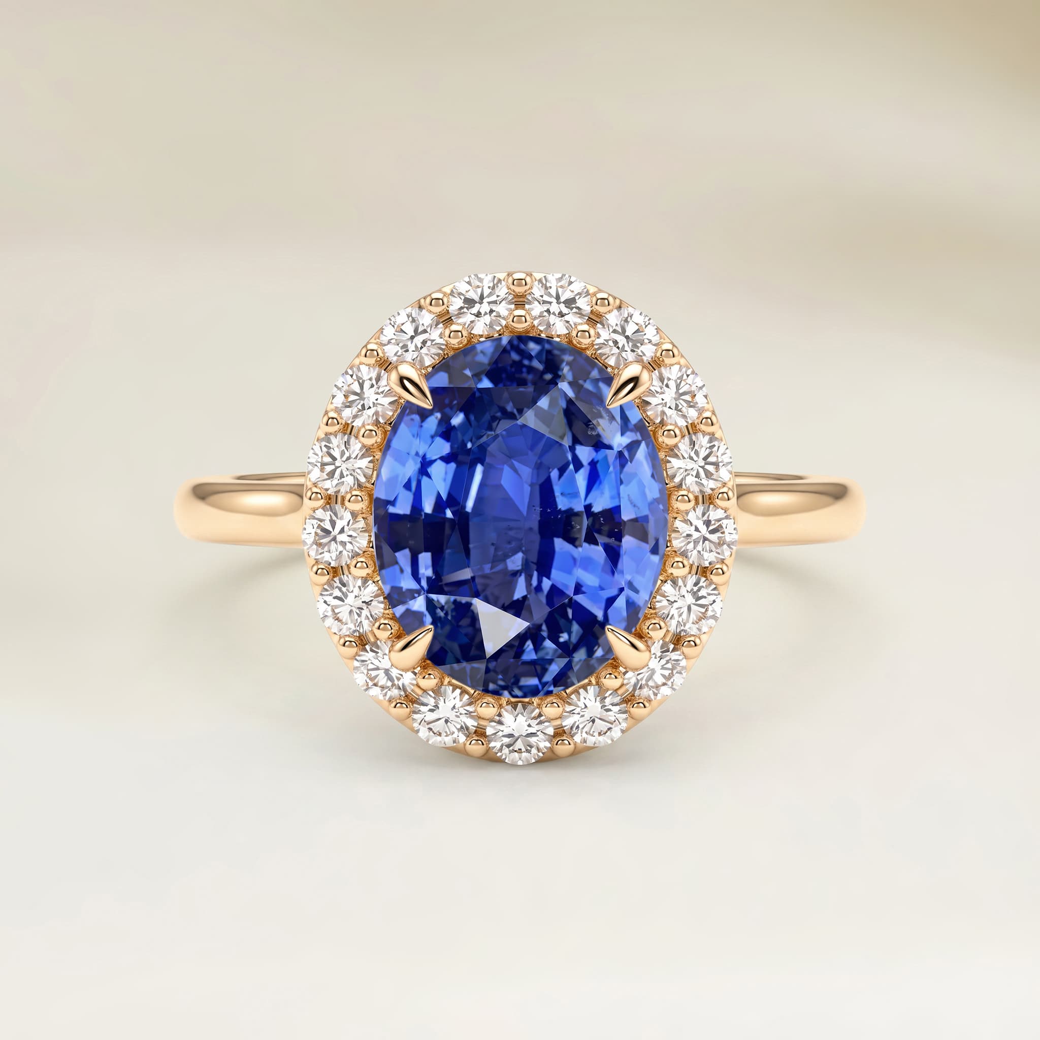 Bague Vintage Saphir Bleu Ovale de 2,17ct