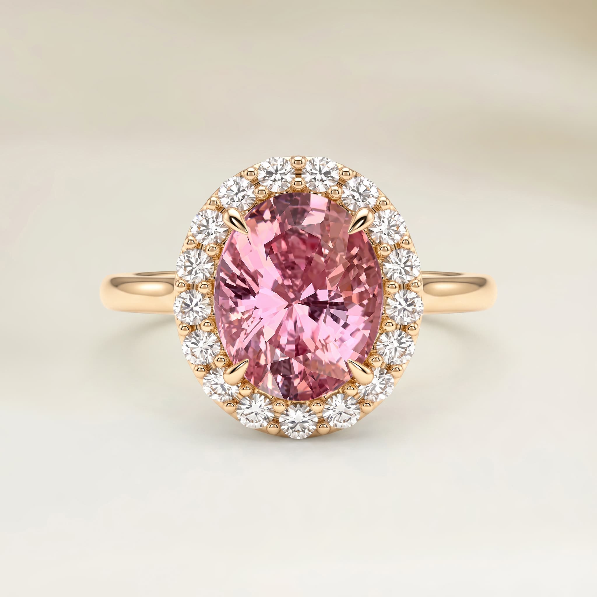 Bague Vintage Saphir Padparadscha Ovale de 0,99ct