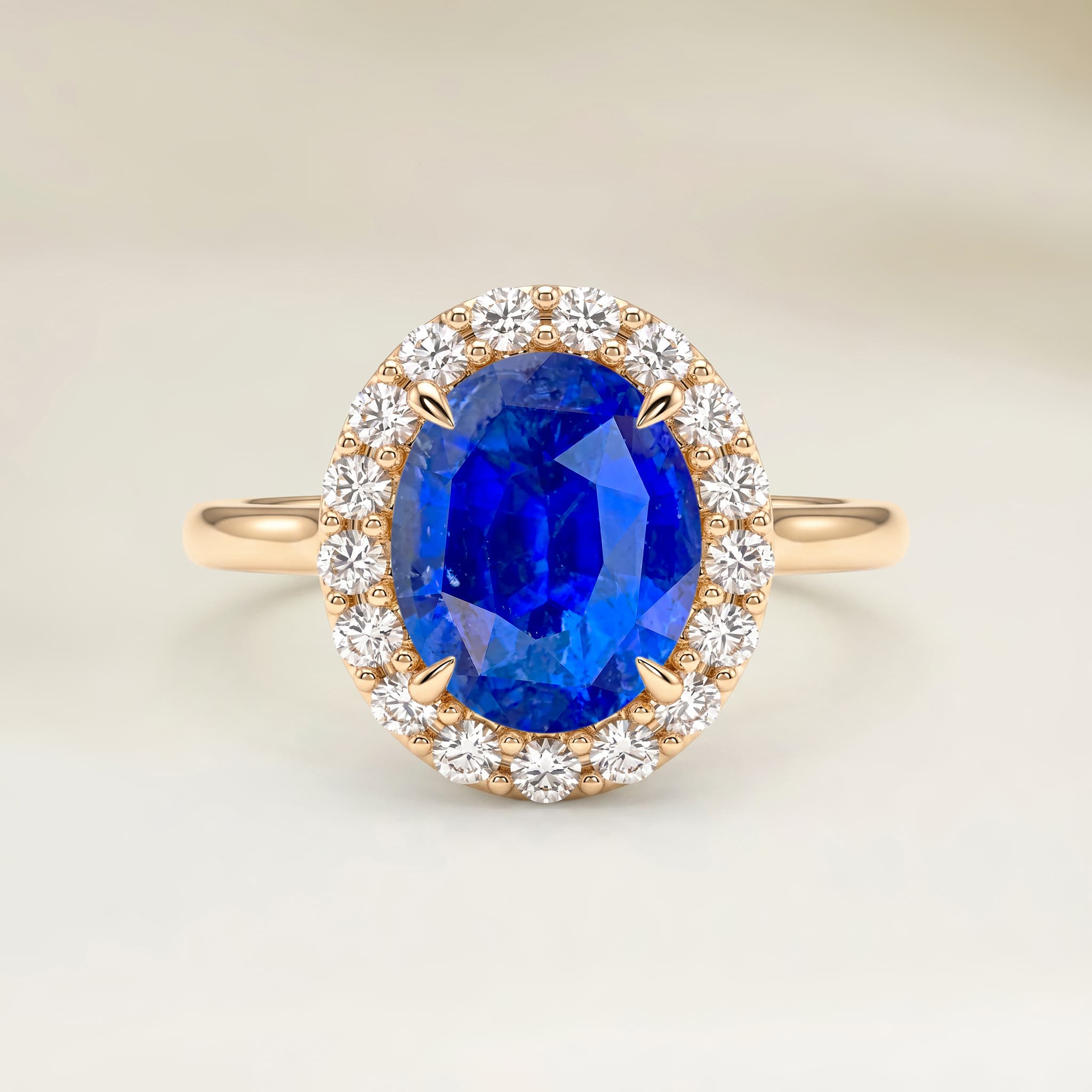 Bague Vintage Saphir Bleu Ovale de 3,07ct