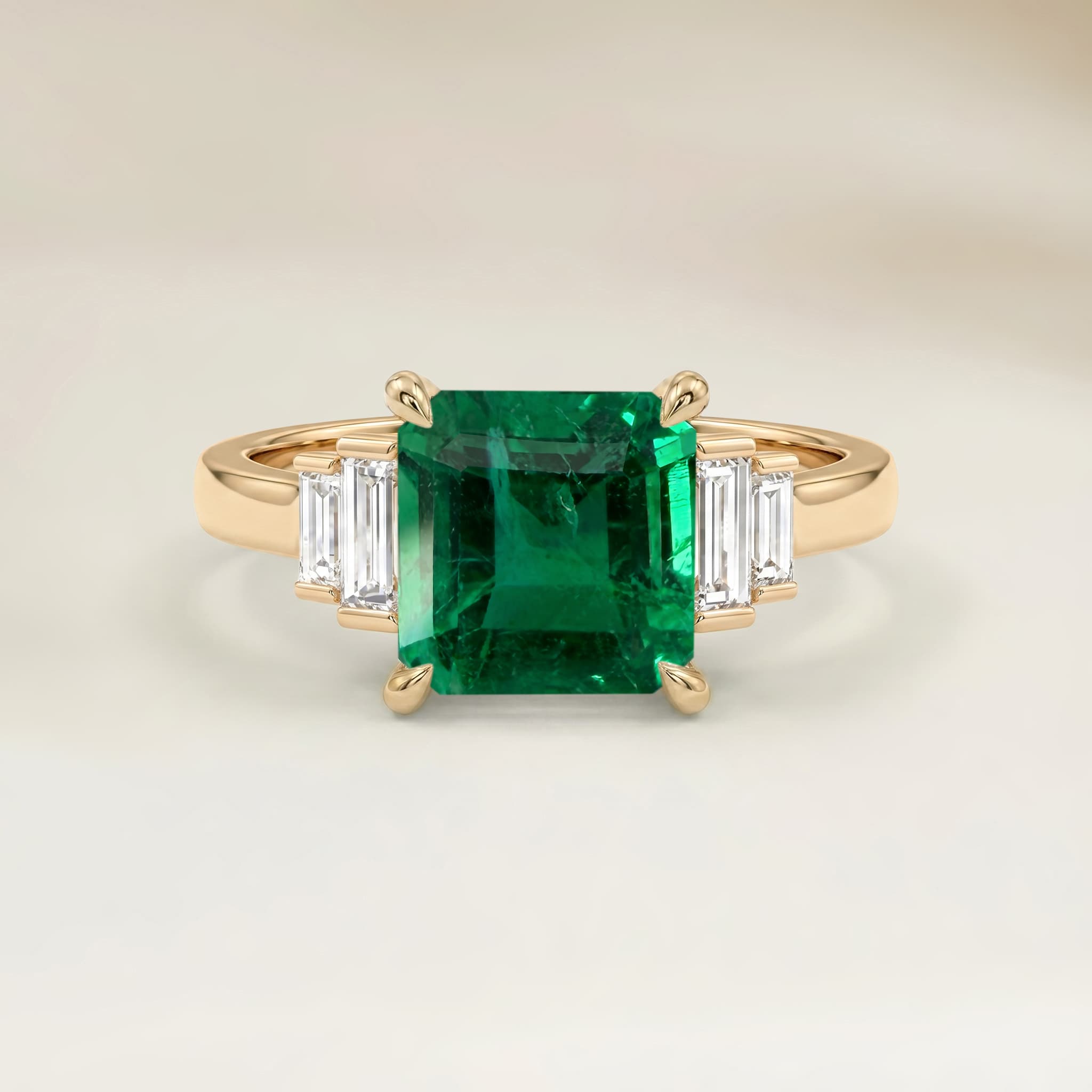 Bague Art Deco Emeraude de Zambie Carré de 2,55ct