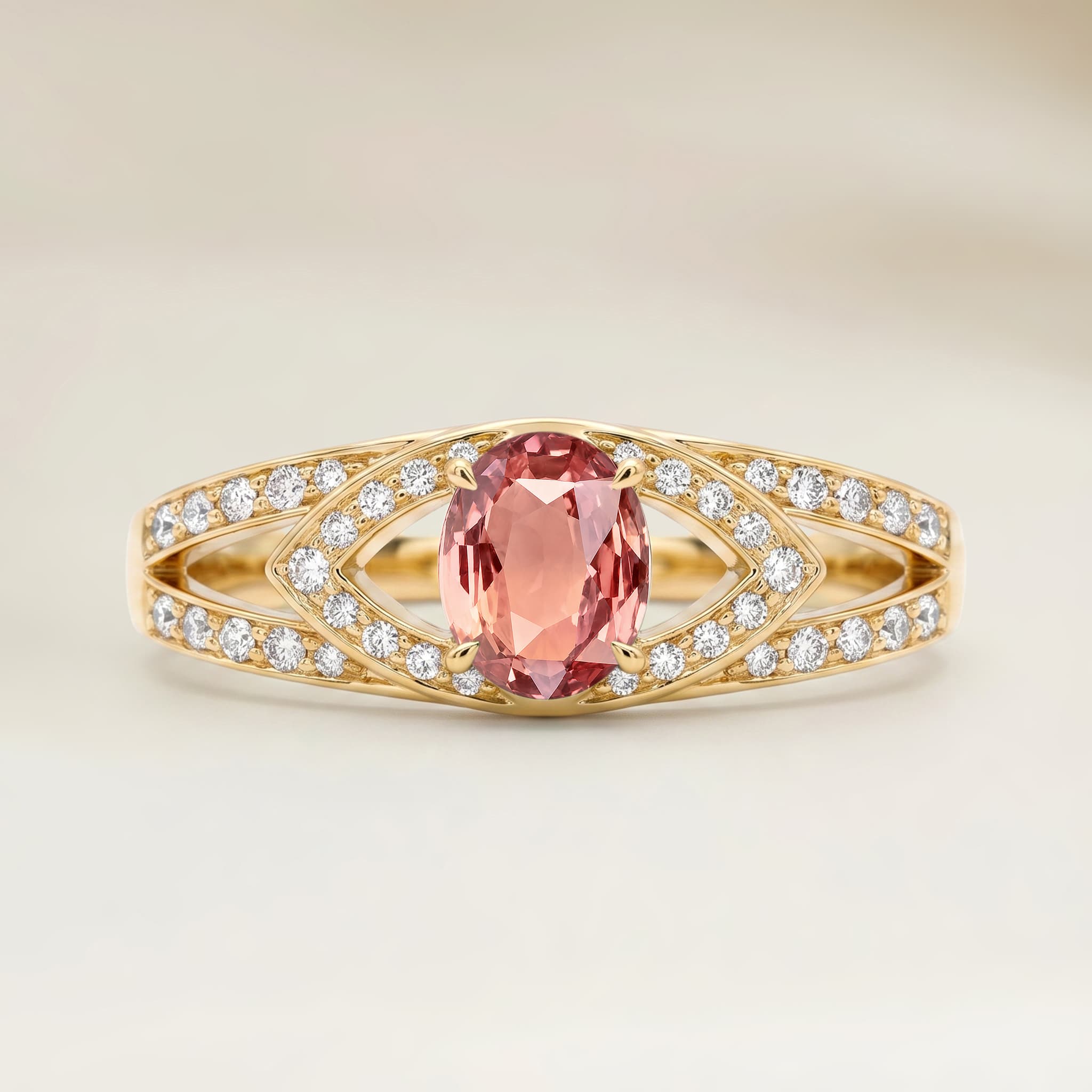 Bague Moderne Saphir Padparadscha Ovale de 1,55ct
