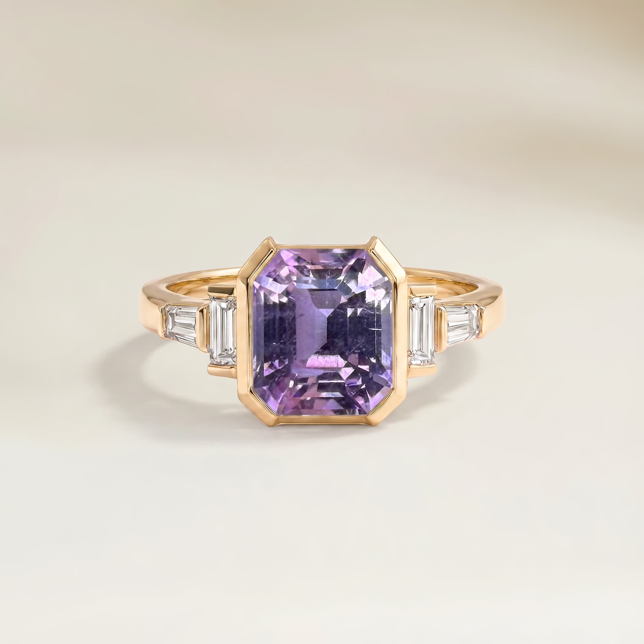 Bague Art Deco Tourmaline Rose Rectangle de 2,34ct
