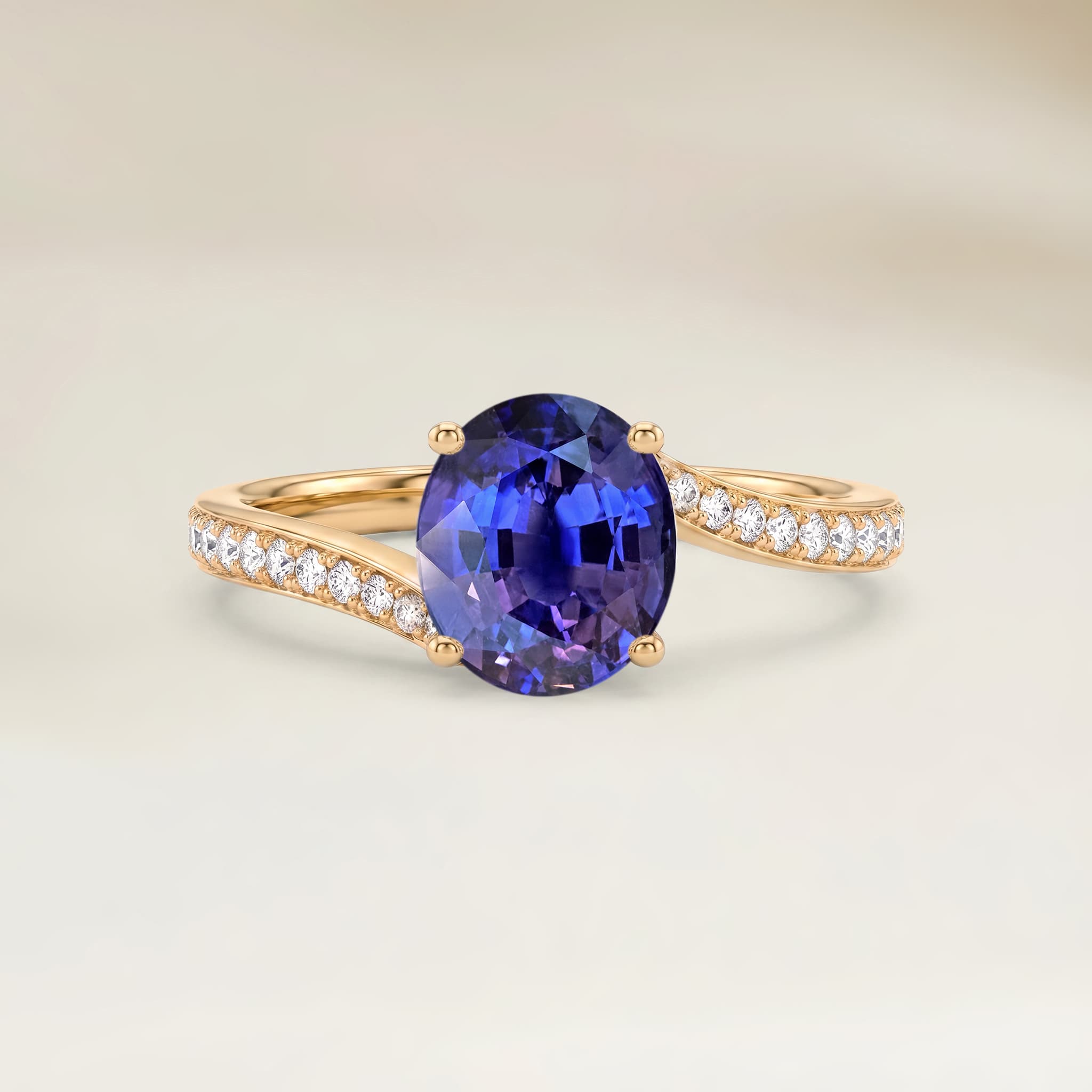 Bague Solitaire Saphir Violet Ovale de 2,49ct