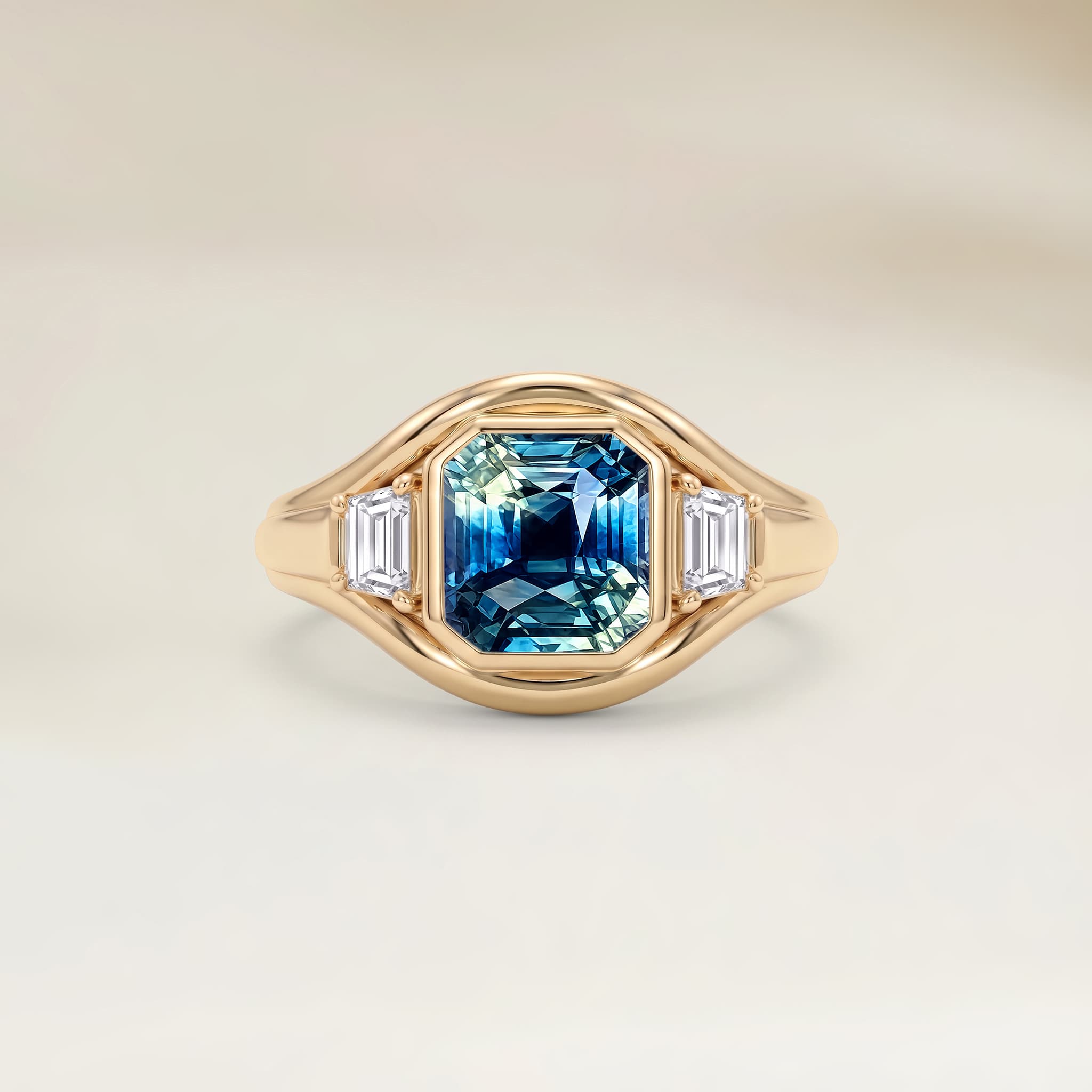 Bague Art Deco Saphir Rectangle de 1,07ct