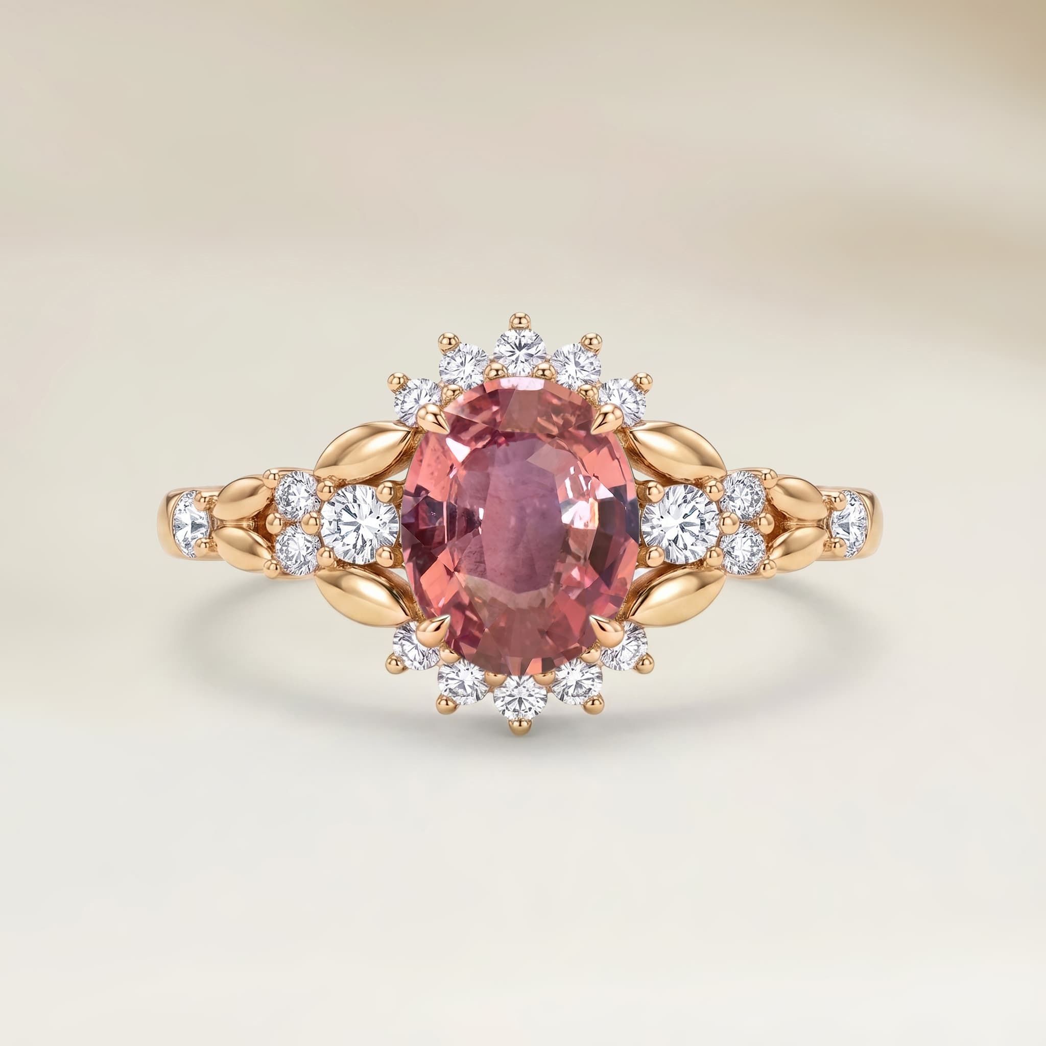 Bague Floral Saphir Padparadscha de 1,09ct