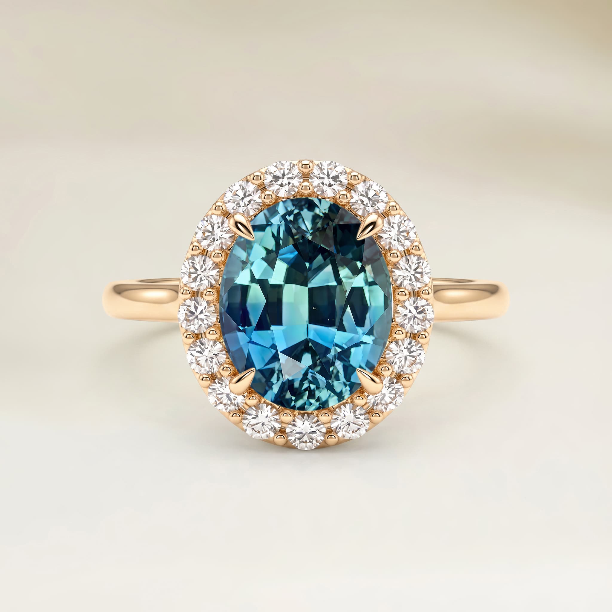 Bague Vintage Saphir Teal Ovale de 1,56ct