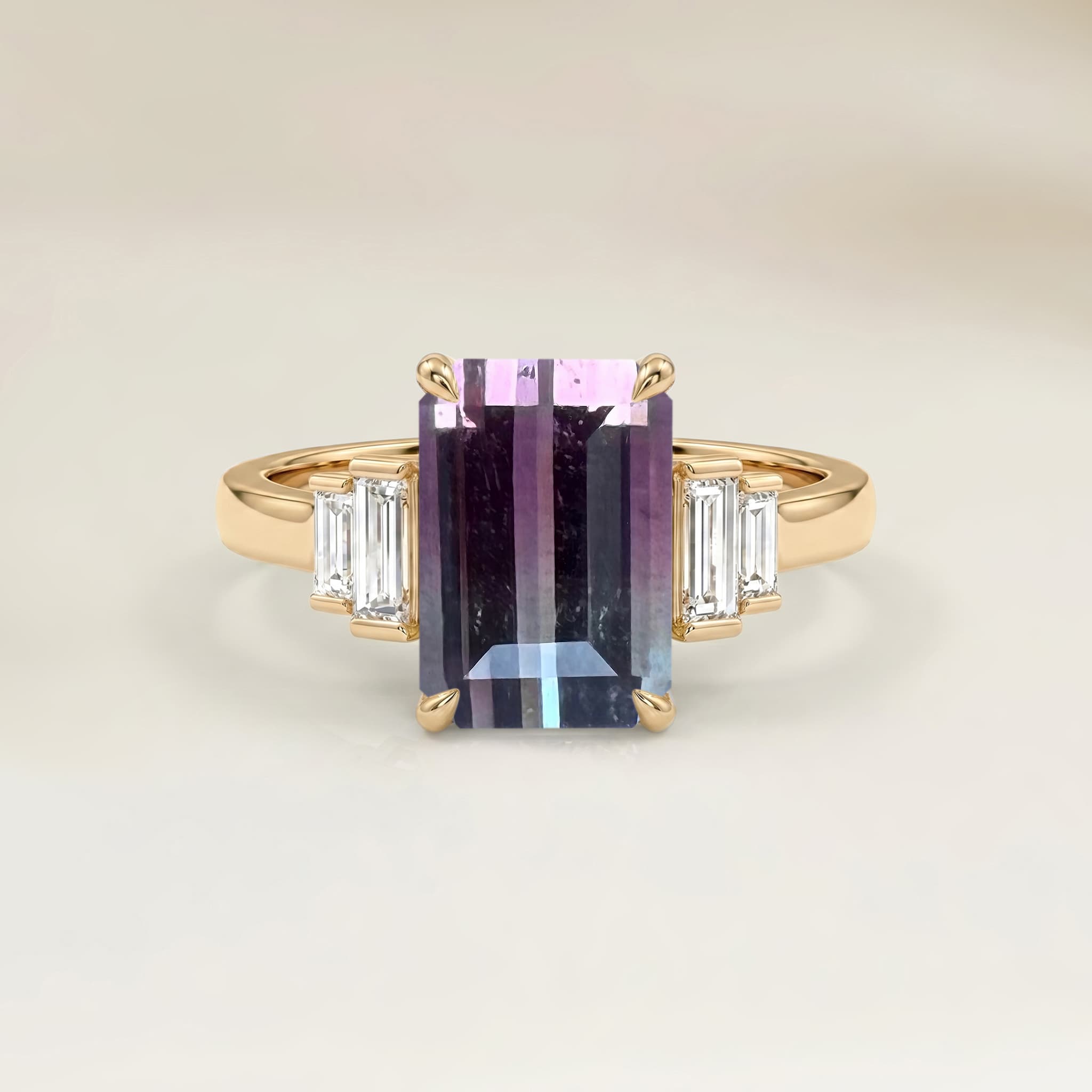 Bague Art Deco Tourmaline Rectangle de 1,24ct