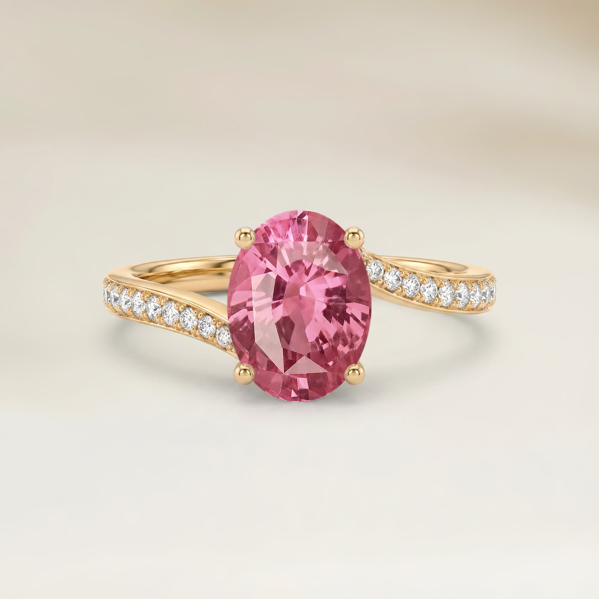Bague Solitaire Saphir Padparadscha Ovale de 1,90ct